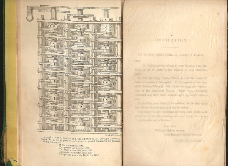 Picture of Difference Engine fron Charle's Babbage's memoir